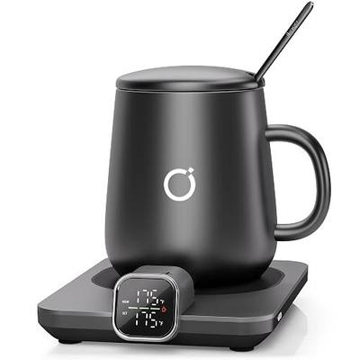 Coffee Cup Warmer & iKago Mug Set, 1℉ Precise Temp Control Mug Warmer | Auto Shut Off, Infrared Sensor, Dual Temp Display, ℉/℃ Optional, 15oz Mug with Spoon & Lid Included, Gifts for Men Women