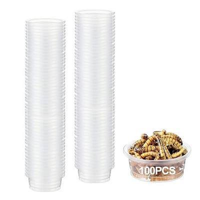 0.5oz Crested Gecko Food and Water Feeding Cups, Reptile Feeder Bowls, Plastic Replacement Food Dish for Lizard and Other Small Pet Ledge Accessories (100 pcs)