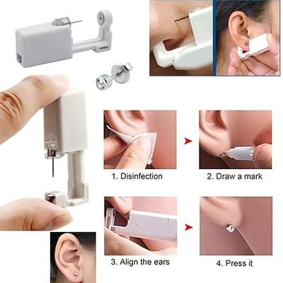 Pimoys 2pcs Painless Ear Piercing Gun Disposable Safety Asepsis Piercing Tool Kit with Ear Studs