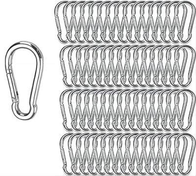 60PCS M8*3-1/8” Spring snap Hooks Galvanized Steel for Heavy Connections,Can be Used to Connect Swings,Key Chains,Outdoor Camping Tents,Can be Connected to Form a Long Chain