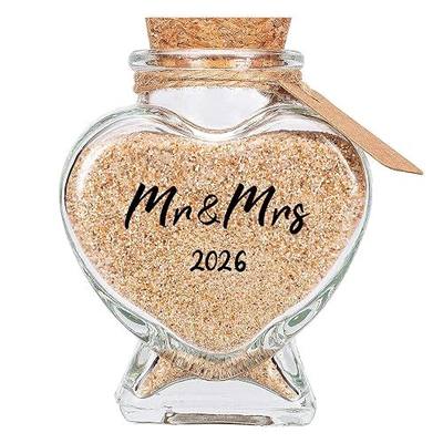 Mr&Mrs 2026 Sand Keepsake Jar, Bridal Shower, Wedding, Engagement, Honeymoon, Travel Gift for Couples, Newlywed, Fiance(Gift Box Includes) - 40ml Glass