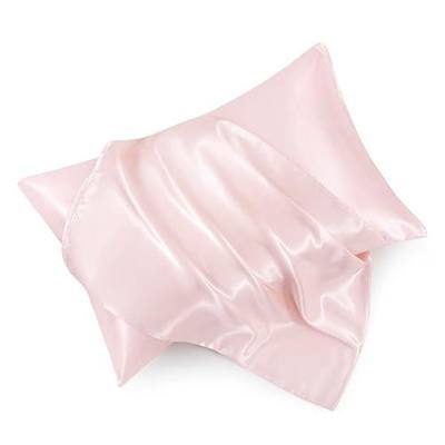Blush Pink Satin Pillowcase Standard Set of 2 with Envelope Closure,Blush Pink Silk Pillowcase for Hair and Skin (20x26)
