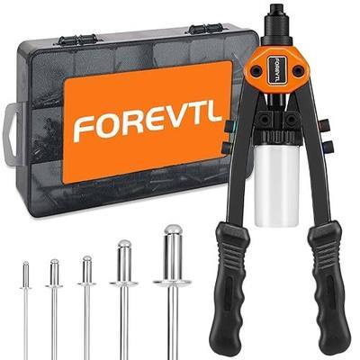 Rivet Gun Kit, 1/4 Pop Rivet Gun Kit with 210Pcs Blind Rivets and 5 Tool-Free Interchangeable Rivet Heads, 13" Heavy Duty Manual Hand Riveter Tool for Metal, Plastic & Automotive