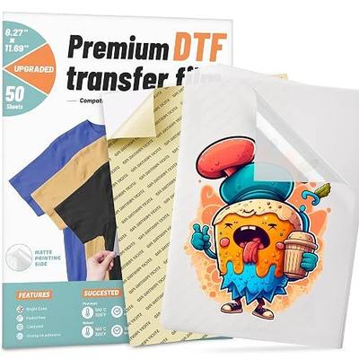 DTF Transfer Film, 50 Sheets 8.5"*11" DTF Paper with Smart Printing Pad for All Sublimation&DTF Printers,DTF Film for Sublimation Hack,Upgraded Premium Direct to Film for All Fabrics | DTF Film with Smart Printing Pad for Sublimation Hack, Direct to Film for All Fabrics