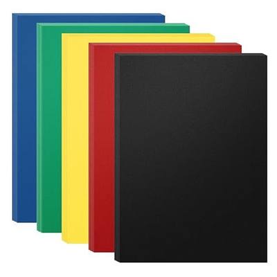 HOUYEE 50 Pack 16 Mil Binding Presentation Covers, Sand-Textured, 5 Colors | Plastic Back Binding Polycovers, 8.5x11 Inch Letter Size, Un-Punched,Office Use (Black,Yellow,Red,Green,Blue)