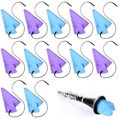 Lallisa 12 Pcs Clarinet Swab Cleaning Cloth Swab for Inside Tube Cloth Clarinet Cleaner Pull Through Instrument Fabric with Weighted String for Flute Piccolo Sax Saxophone(Blue, Purple)