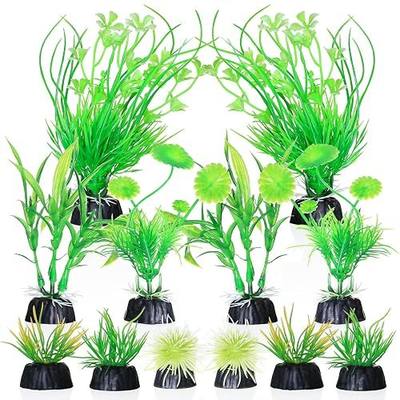 Aquarium Plants, Artificial Fish Tank Decorations Decor Plastic Plants Set 12 Pcs