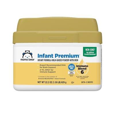 Amazon Brand - Mama Bear Infant Milk-Based Baby Formula Powder with Iron, 2'FL HMO, Omega-3 DHA and Choline, Brain, Growth, Immunity, Non-GMO, 1.39 pound (Pack of 1)