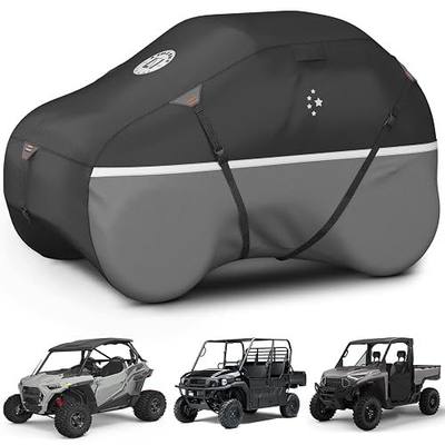 LIBZAKI UTV Covers,420D Heavy Duty Waterproof UTV Cover 2-3 Seaters/4-6 Seaters for Polaris Ranger RZR PRO XP 4 Yamaha Rhino Can-Am Defender Pioneer Kawasaki Mule Sxs Teryx Black/Gray-XL