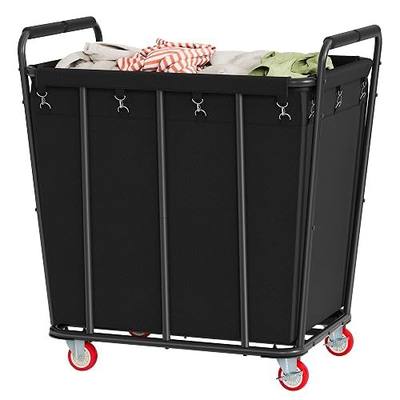 Hoctieon Large Laundry Cart with Wheels, 400L Heavy Duty Laundry Basket Organizer, Rolling Hamper Sorter for Clothes Storage, Industrial Dirty Clothes Hamper for Home & Hotel, Black