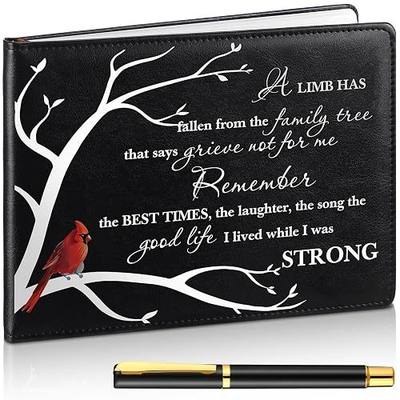 Yingzhao Funeral Guest Book for Memorial Service in Loving Memory Guest Book with Pen 144 Pages Cardinal Celebration of Life Party Supplies Funeral Sign in Books for Guests