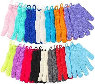 30 Pcs Exfoliating Gloves for Shower, 15 Colors Body Exfoliator Glove with Hanging Loop, Scrub Exfoliate Glove Mitt Bath Face Spa Hand Scrubber Wash Deep Scrubbing Dead Skin for Women Men, by Aisuly