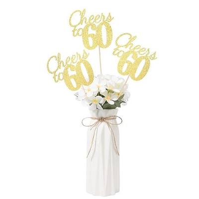 Gexolenu Cheers to 60, 10 Pack Double-Sided Gold Glitter 60th Birthday Centerpieces for Tables, Number 60 Birthday Table Toppers Party Centerpiece Sticks Party Supplies