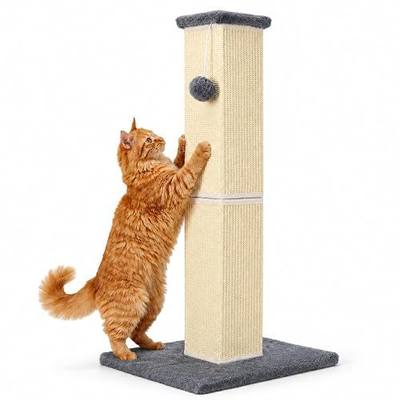 Cat Scratching Post for Indoor Cat, 32 Inch Large Cat Scratcher Grey | Sisal Cat Scratcher with Sturdy Base for Cat Adults, Cat Scratch Post with Vertical Stretch Space, Furniture Protection