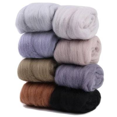 Wonvoc Needle Felting Wool 2.82oz /80g, 8 Colors Wool Roving (Grey) | Roving Wool for Felting, 10g per Color, Hand Spinning for DIY Craft Materials