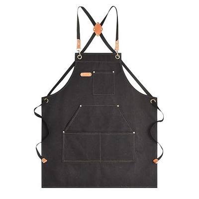 Aoomzoon Canvas Aprons for Men Chef Apron, Work Apron with Large Pockets - 16oz Heavy Duty Cross Back, BBQ, Cooking