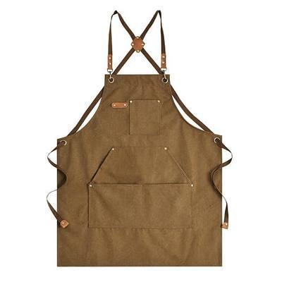 Aoomzoon Canvas Aprons for Men Chef Apron, Work Apron with Large Pockets - 16oz Heavy Duty Cross Back, BBQ, Cooking