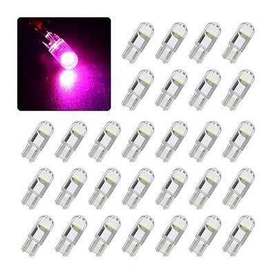 BELOMI 30 Pcs LED Light Bulbs 6000K, Waterproof 194 Wedge COB LED W5W Replacement Bulbs, Error Free Interior Bulbs Car Accessories, Dome Map License Plate Glove Box Light, Trunk Lights(Pink Purple)