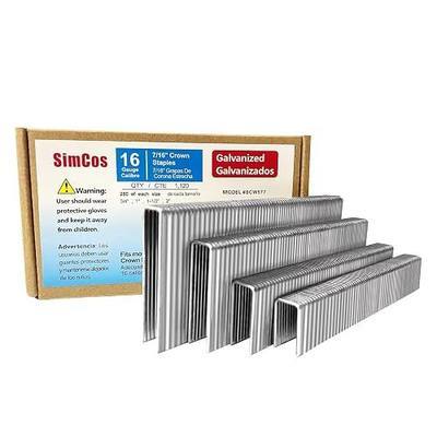 16 Gauge 7/16" Crown Staples (2",1-1/2" 1", 3/4") for Wood, Galvanized Steel Assorted 1120 Counts for 16 GA Pneumatic or Electric Stapler or 16 Gauge Staple Gun,Project Pack