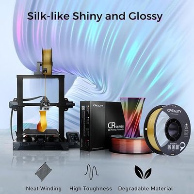 Creality Silk PLA Filament 1.75mm Gold, Shiny Metallic 3D Printer Filament 1Kg Spool, Dimensional Accuracy +/- 0.02mm, Compatible with Most FDM 3D Printers(Gold)