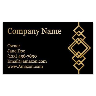 Personalized Gold Foil Black Business Cards 100 Pack - 3.5" x 2" Cards - 14 PT Thick Sturdy Cards - Unique Shiny Gold Foil - Made in the U.S.A. (Gold Art Deco)