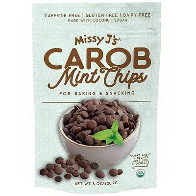Missy J's Organic Mint Carob Chips 8 oz, Made with Coconut Sugar Vegan, Gluten and Caffeine Free Healthy Substitute for Chocolate, Perfect for Snacks and Treats