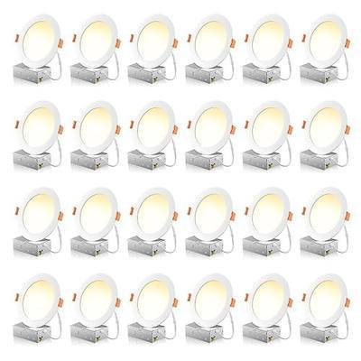 FREELICHT 24 Pack 6 Inch 5CCT Ultra-Thin LED Recessed Ceiling Light with Junction Box, 2700K/3000K/3500K/4000K/5000K Selectable, 1050LM Brightness, Dimmable Canless Wafer Downlight, 12WEqv110W-ETL&FCC