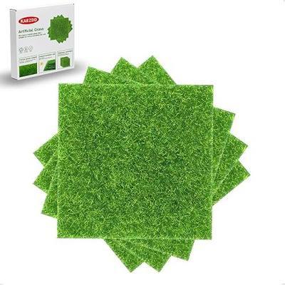 4 Pcs 6 X 6 Inch Fake Grass Decor for Crafts, Artificial Grass for Miniature Ornament Projects, Model Turf Grass for DIY Fairy Garden Accessories and Decor Kit