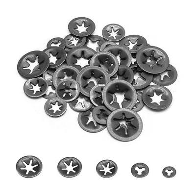 Biaungdo Internal Tooth Washers, 50 Pcs, 5 Sizes Star Locking Washers | Steel, Quick Locking, Push On Speed Clips Fasteners, M2/M2.5/M3/M4/M5