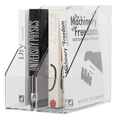 Magazine Holder, Clear Plastic Vertical File Magazine Organizer, Desktop File Magazine Book Storage Shelf for Office Desk (2PCS), 10.6x9.8x3.1 Inch