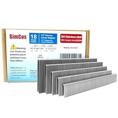 18 Gauge 1/4" Narrow Crown Staples 1-1/2",1-1/4" 1", 3/4", 1/2" | 304 Stainless Steel, Assorted 1600 pcs for 18 GA Pneumatic or Electric Stapler or Staple gun,Project Pack