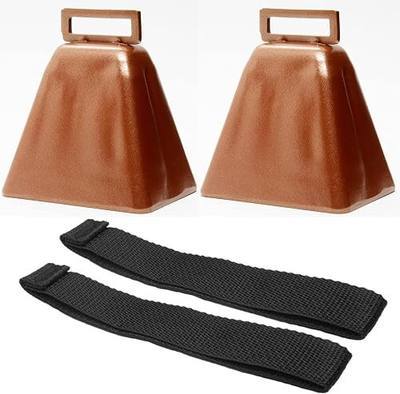 Bevin Bells Long Distance Cow Bells 10LD (Copper & Copper) | Christmas Bells | Made from Steel | Loud Noise Makers | w/White Strap Around The Handle | Easier to Hold | Made in CT, USA