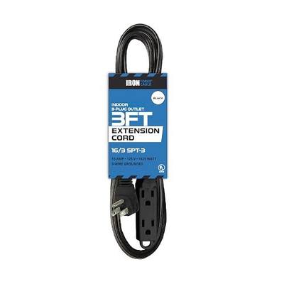 Iron Forge Cable 16 Gauge Indoor Extension Cord Multi Outlet, 3 Ft - Black
