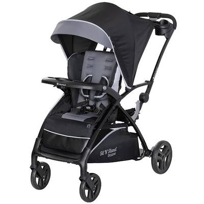 Baby Trend Sit N' Stand 5-in-1 Collapsible Kids Shopper Stroller with Shaded Canopy Visor, Extendable Storage Basket, and 2 Cup Holders, Stormy