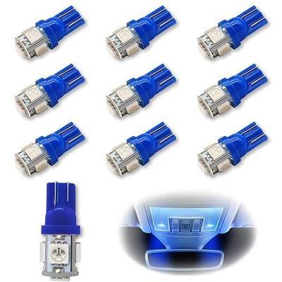 10PCS 194 LED Light Bulb 6000K Wedge T10 LED Bulb 5SMD 5050 Chips, 168 T10 2825 5SMD DC 12V Replacement Bulbs for Car Dome Map Door Courtesy License Plate Lights (Blue)