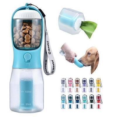 Cibaabo Dog Water Bottle with Food Container & Poop Bag Holder & Filter | Travel Water Bowl, Portable Pet Dispenser, Dog Gifts, Puppy Essentials for Walking Hiking