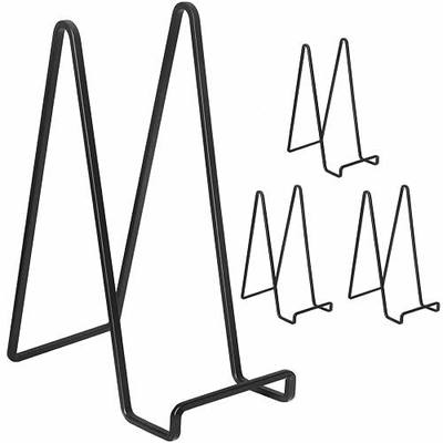 Decolore 4 Pack 8.5 Inch Black Picture Stands for Display Square Plate Holder Display Stand Frame Stand for Picture, Decorative Plate, Photo Easel and Artistic Work