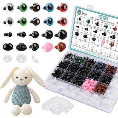 Junreox 820pcs Safety Eyes for Amigurumi, Crochet Stuffed Animals, 5-12mm | Premium Colorful Amigurumi Eyes, Assorted Size Crochet Eyes Noses with Washers for Dolls Plushies Teddy Bear, Gift Choice