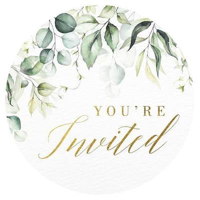 Mobiusea Creation Greenery Wedding Invitation Stickers | 1.4 inch | Gold Foil | 108pcs Waterproof Envelope Stickers for Bridal Shower, Birthday, Baby Shower and Party