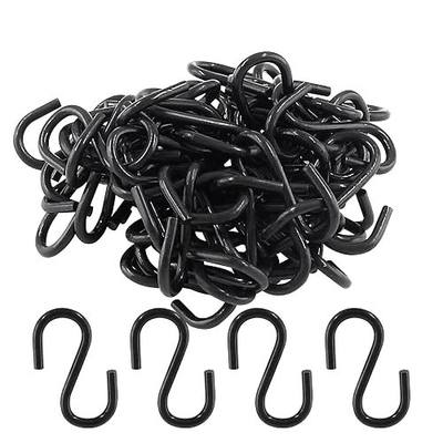 Metal S Hook Black, 0.98" Length, 2mm Thickness, 60 Pcs | Small S Shaped Wire Hook Hanger, Mini Ornament Storage Hooks, For Hanging Jewelry Pot Plants Key Chain, DIY Craft Decor