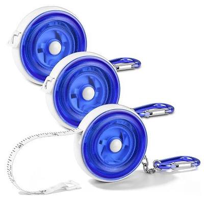 WORKPRO Soft Tape Measure, 60" Retractable Body Measuring Tape, Bule 3-Pack | 60in/150cm Dual-Sided, Auto-Lock, One-Click Retraction, Aluminum Carabiner, for Body Measuring, Sewing, Tailoring & Crafts