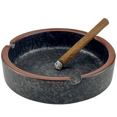 Ceramic Ashtray Stylish Lava Dazzling Black (Medium Size) | Indoor & outdoor decorative ash tray for home, coffee bars and patios