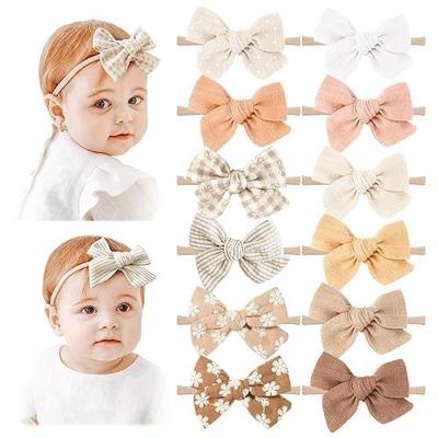 Niceye Baby Girl Bows and Headbands, Stretchy Nylon Hairbands Hair Bows for Newborns, Infants, Toddlers - Handmade Baby Hair Accessories for Girls