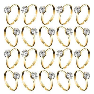 Whaline 36 Packs Diamond Engagement Rings Bridal Shower Rings for Wedding Table Decorations, Party Supply, Favor Accents, Cupcake Toppers