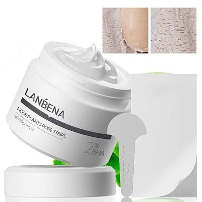 LANBENA 2.0 Nose Pore Strips, Blackhead Remover Mask with Salicylic Acid, Amazonian White Clay, Pore Cleanser Purifying Peel off Face Mask with 60 PCS Strips, Aloe Facial Mask(1.05 Ounce) | Pore Cleanser Purifying, Peel off Face Mask with 60 PCS Strips, Upgraded Aloe Mask for Nose/Face