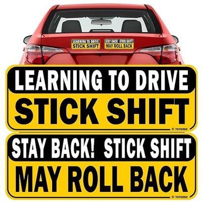 TOTOMO Learning to Drive Stick Shift Stay Back May Roll Back Car Magnet - Reflective Bumper Magnet Sticker for New Manual Transmission Learners Eye-Catching Design