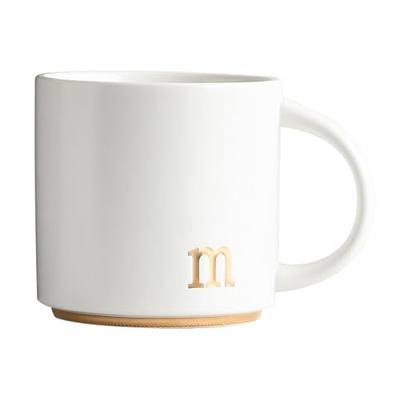 COLLECTIVE HOME Ceramic Coffee Mug, 15 oz Monogram Cup with Gift Box(m) | Dishwasher Safe, Engraved Gold Letter , Personalized Housewarming Birthday Present, Christmas Thanksgiving Mothers Day Gifts