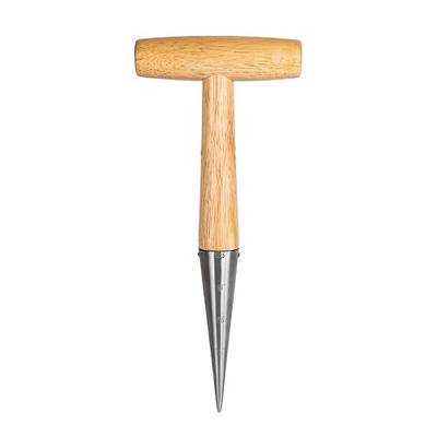 FLORA GUARD Garden Dibber Tool, Steel Seed Planter with Wood Handle | Hand Seed Dibber for Planting Bulbs, Sowing Seeds and Transplanting with Strong Steel Point