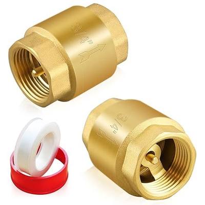 2PCS 3/4 NPT Thread Spring Check Valve, Brass Non Return One Way Horizontal Vertical Inline Water Check Valve for Well, Pump, Tank, Backflow Prevention