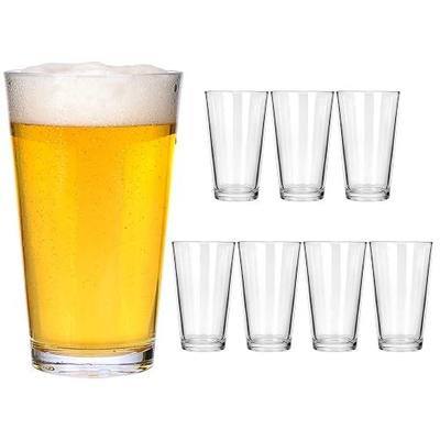 CUCUMI 8pcs 16oz Beer Pint Glasses, Drinking Glasses Set of 8 Highball Glasses Water Cups for Cold Beverages